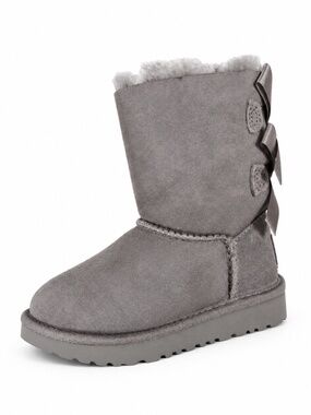 UGG Kids Bailey Bow II Grey Boots Size 6 NWT